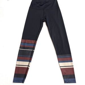Beyond Yoga High Waisted Midi Legging XS Arlington Black Gloss Fallen Stripe USA
